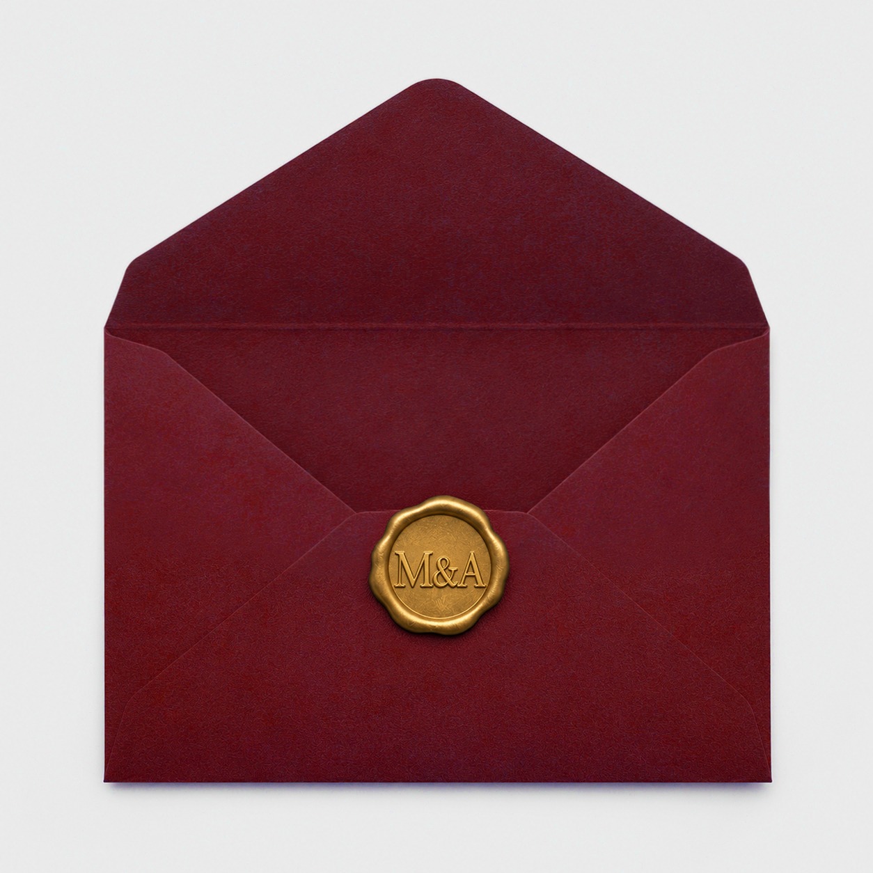 Open green wedding envelope